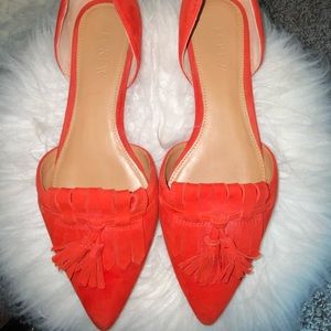 Red suede flats